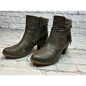 Reiker Taupe Bootie Fabric Cuff faux leather vegan clog size 40 8.5